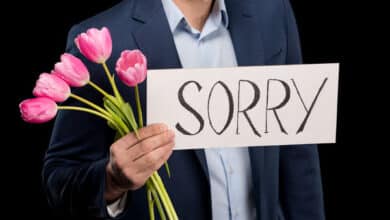 man apologizing